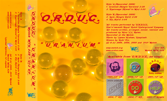 The full sleeve from the cassette EP "Uranium" by O.R.D.U.C..